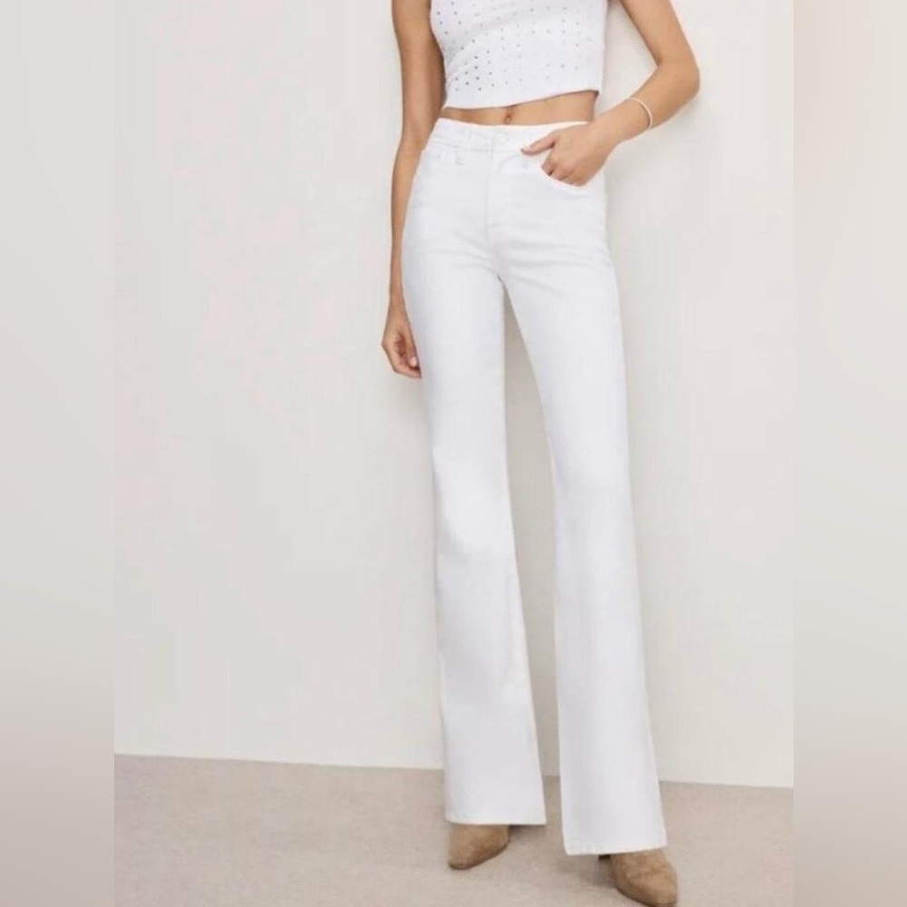 Good American White Cream High-Rise Boot Flare Jeans Pants Women’s Size 4/27”